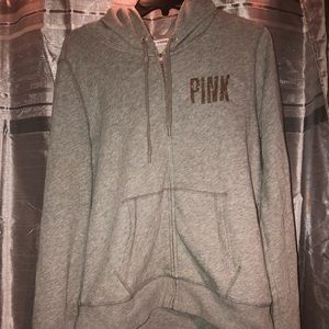 Victoria Secret Pink Front Zipper Sequin Jacket